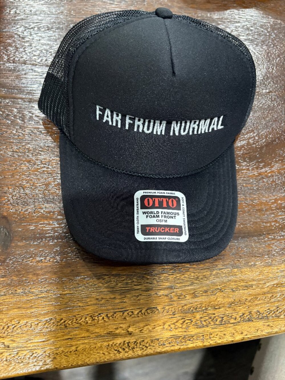 OTTO Foam Front Trucker Hat OSFM  Far From Normal Black baseball cap hat NEW